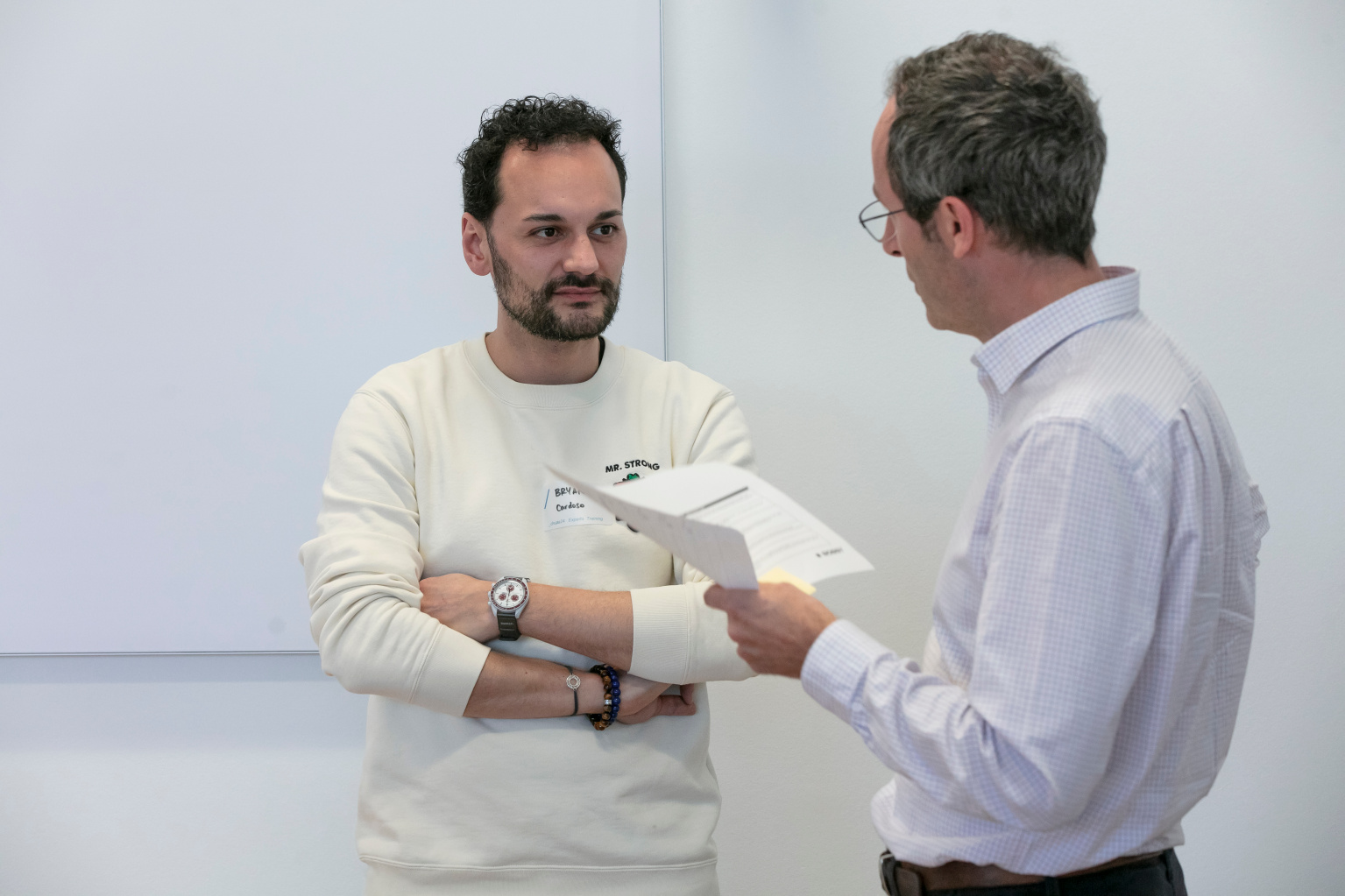 Participants practicing delivery